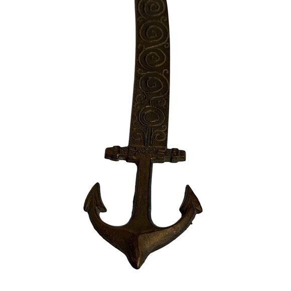 VTG Decor Brass Anchor Shape Handle Sword Letter Opener Desk Office Decor 9" - Picture 2 of 4